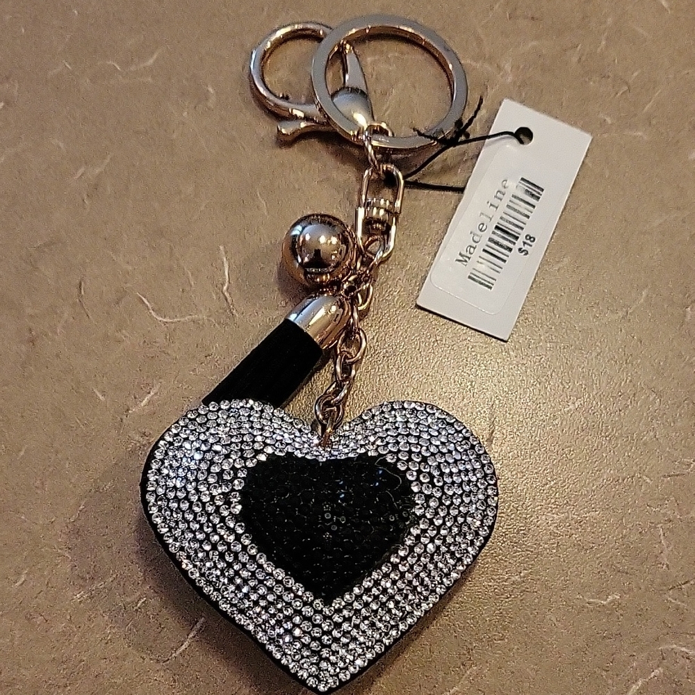 Madeline Black and Silver Heart Key Holder